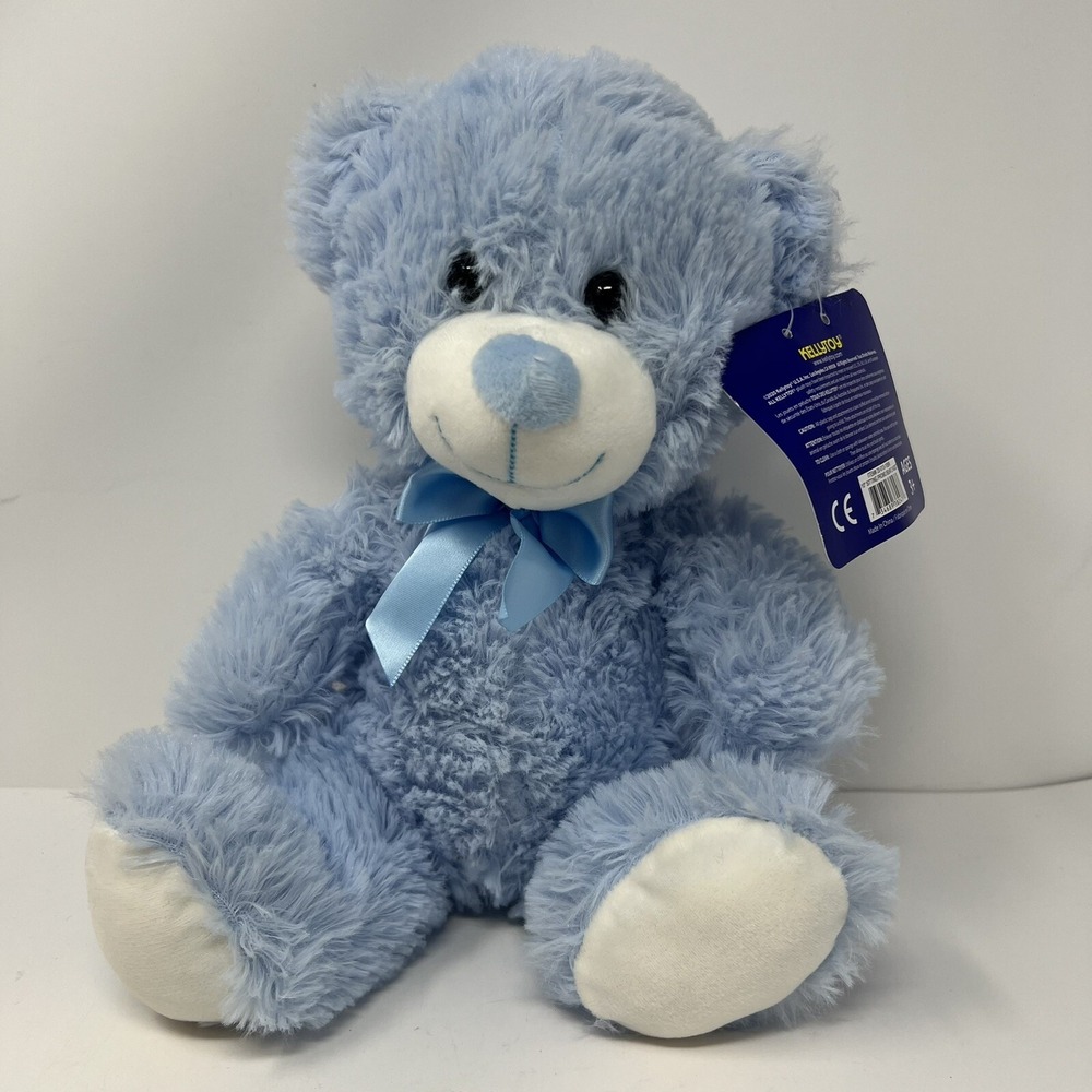 Kellytoy Original Blue Teddy Bear Plush 10" Soft Stuffed Animal Toy 2020 Bow Tie - Picture 12 of 14